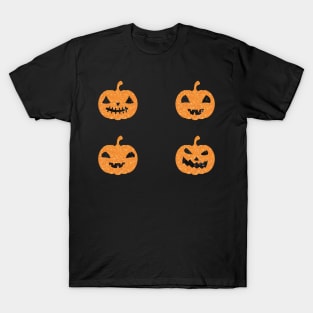 Light Orange Faux Glitter Halloween Pumpkin Face Pack T-Shirt